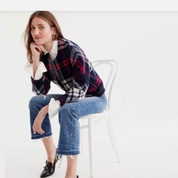 J. CREW Plaid Wool Bomber Jacket - Picture 1 of 5
